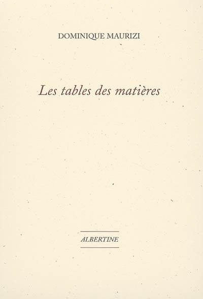 Les tables des matières