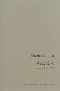 Articles. Vol. 1. 1829