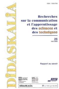 Didaskalia, n° 26. Rapport au savoir