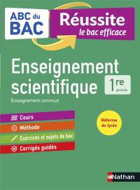 Enseignement scientifique 1re générale : enseignement commun : réforme du lycée