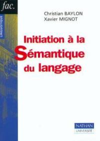 Initiation à la sémantique du langage