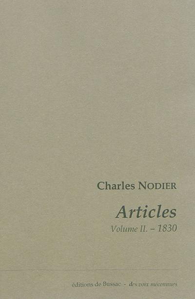 Articles. Vol. 2. 1830