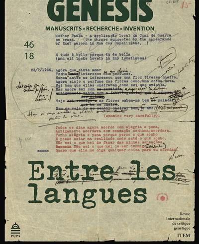 Genesis : manuscrits, recherche, invention, n° 46. Entre les langues