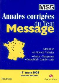 Annales corrigées du test Message : admission en licence-master gestion-management, comptabilite-contrôle-audit