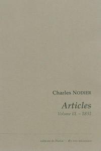 Articles. Vol. 3. 1831