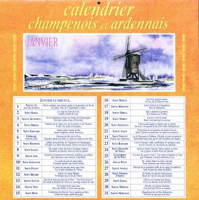 Calendrier champenois et ardennais