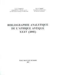 Bibliographie analytique de l'Afrique antique. Vol. 35. 2001