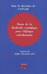 Revue de la recherche scientifique pour l'Afrique subsaharienne, n° 2