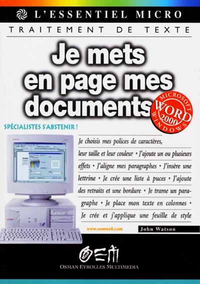 Je mets en page mes documents avec Word 2000