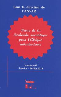 Revue de la recherche scientifique pour l'Afrique subsaharienne, n° 3