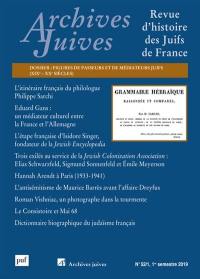 Archives juives, n° 52-1. Figures de passeurs et de médiateurs juifs (XIXe-XXe siècles)