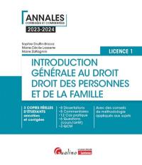 Introduction générale au droit, droit des personnes et de la famille : licence 1 : 2023-2024