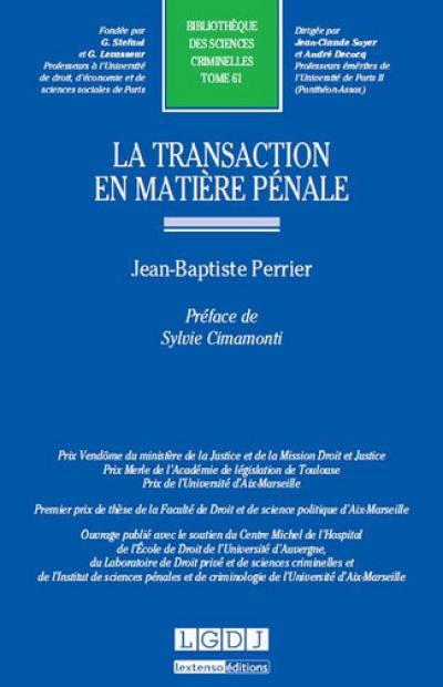 La transaction en matière pénale