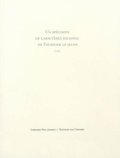 Un spécimen de caractères inconnu de Fournier le Jeune : 1759