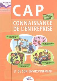 Connaissance de l'entreprise et de son environnement : CAP cuisine et restaurant