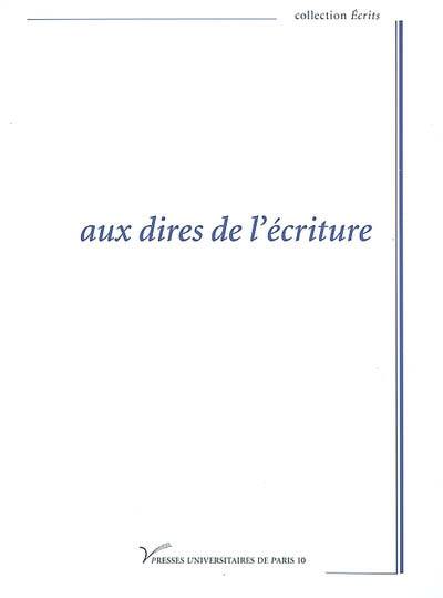 Aux dires de l'écriture