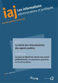 Informations administratives et juridiques, n° 10 (2018). La saisie des rémunérations des agents publics