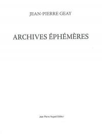 Archives éphémères