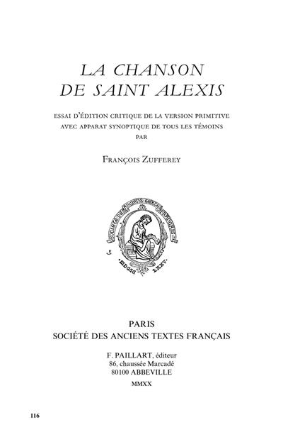 La chanson de saint Alexis