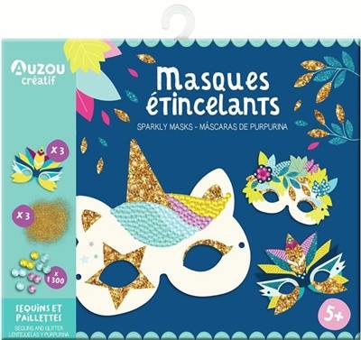 Masques étincelants : sequins et paillettes. Sparkly masks : sequins and glitter. Mascaras de purpurina : lentejuelas y purpurina