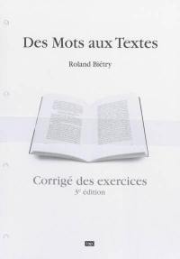 Des mots aux textes : corrigé des exercices