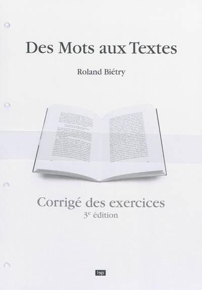 Des mots aux textes : corrigé des exercices