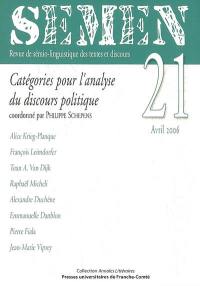 Semen, nouvelle série, n° 21. Catégories pour l'analyse du discours politique