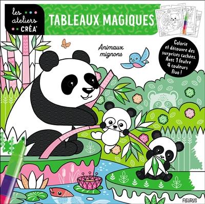 Animaux mignons : tableaux magiques : colorie et découvre des surprises cachées