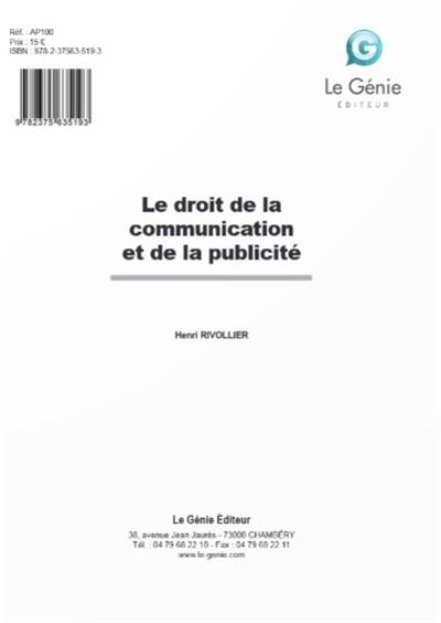 Le droit de la communication et de la publicité