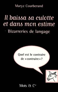 Il baissa sa culotte et dans mon estime : bizarreries de langage