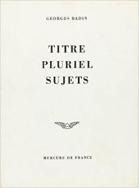 Titre, pluriel, sujets