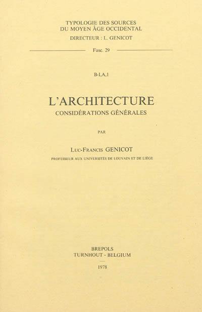 L'architecture : considérations générales