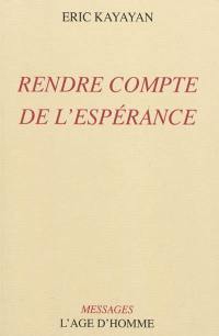 Rendre compte de l'espérance