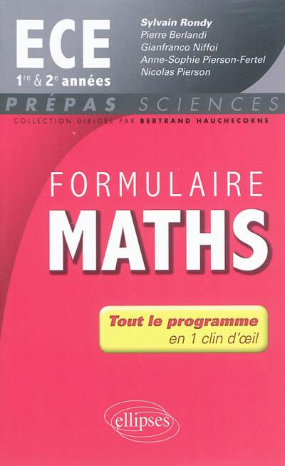 Formulaire maths ECE 1re et 2e années