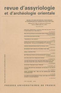 Revue d'assyriologie et d'archéologie orientale, n° 107. Recueil d'études historiques, philologiques et épigraphiques en l'honneur de Paolo Matthiae : seconde partie