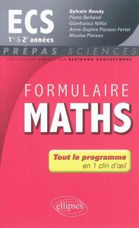 Formulaire maths ECS 1re et 2e années