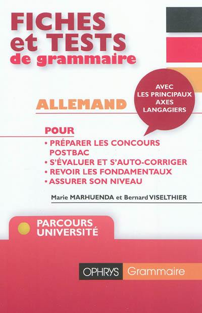 Fiches et tests de grammaire : allemand niveau B2, C1 avec corrigés