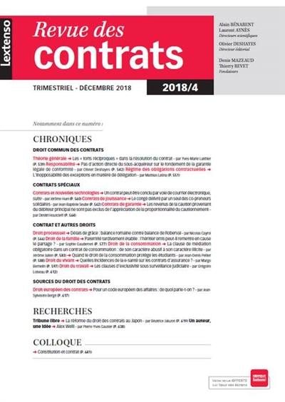 Revue des contrats, n° 4 (2018)