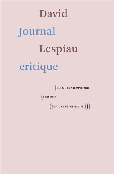 Journal critique : poésie contemporaine, 2001-2018