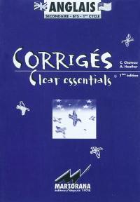 Clear essentials, secondaire, BTS, 1er cycle : corrigés