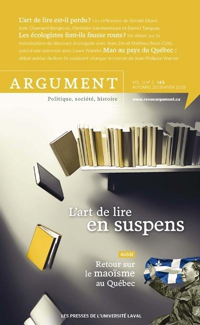 L'art de lire en suspens vol. 11 no. 1