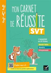 Mon carnet de réussite SVT 5e, 4e, 3e