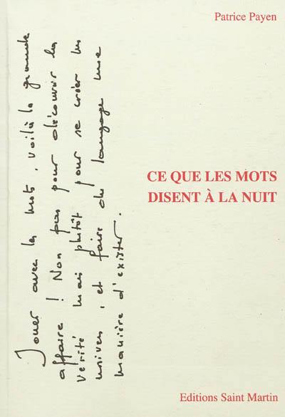 Ce que les mots disent à la nuit