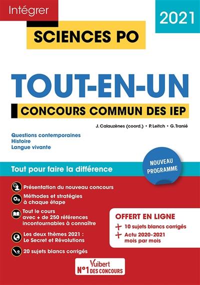 Tout-en-un, concours commun des IEP 2021 : questions contemporaines, histoire, langue vivante : nouveau programme