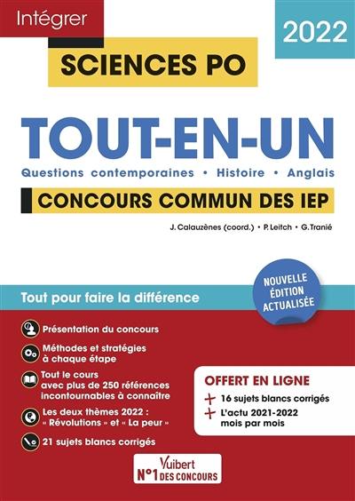 Tout-en-un, concours commun des IEP 2022 : questions contemporaines, histoire, anglais