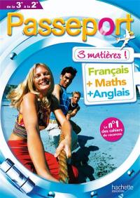 Français, 3 matières, français + maths + anglais, de la 3e à la 2de