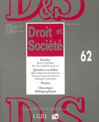 Droit et société, n° 62. Droit et politique face aux inégalités de genre