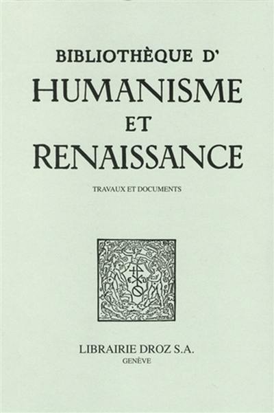 Bibliothèque d'humanisme et Renaissance, n° 85-3