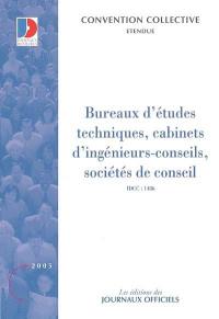 Bureaux d'études techniques, cabinets d'ingénieurs-conseils, sociétés de conseils : convention collective nationale du 15 décembre 1987 (étendue par arrêté du 13 avril 1988) : IDCC 1486