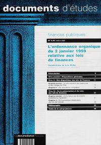 L'ordonnance organique du 2 janvier 1959 relative aux lois de finances